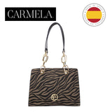 CARMELA ZEBRA EMBOSSED HANDBAG