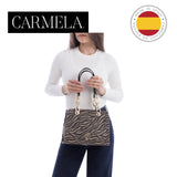 CARMELA ZEBRA EMBOSSED HANDBAG