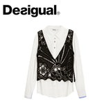 DESIGUAL LIRIO SHIRT AND VEST SET
